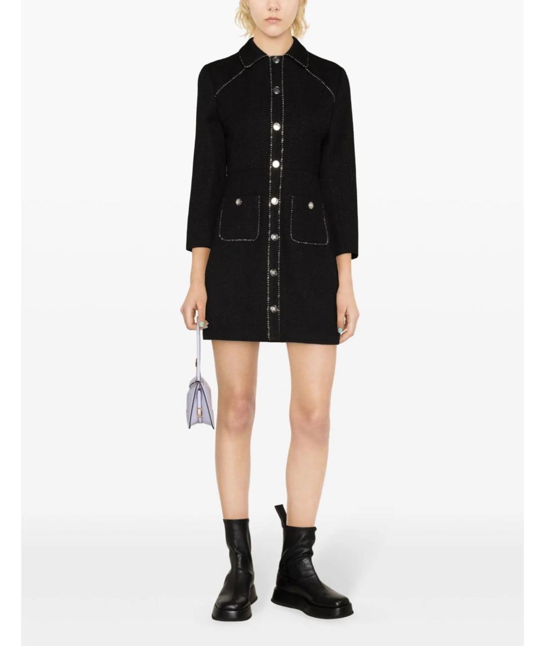MAJE Черное твидовое повседневное платье, фото 3