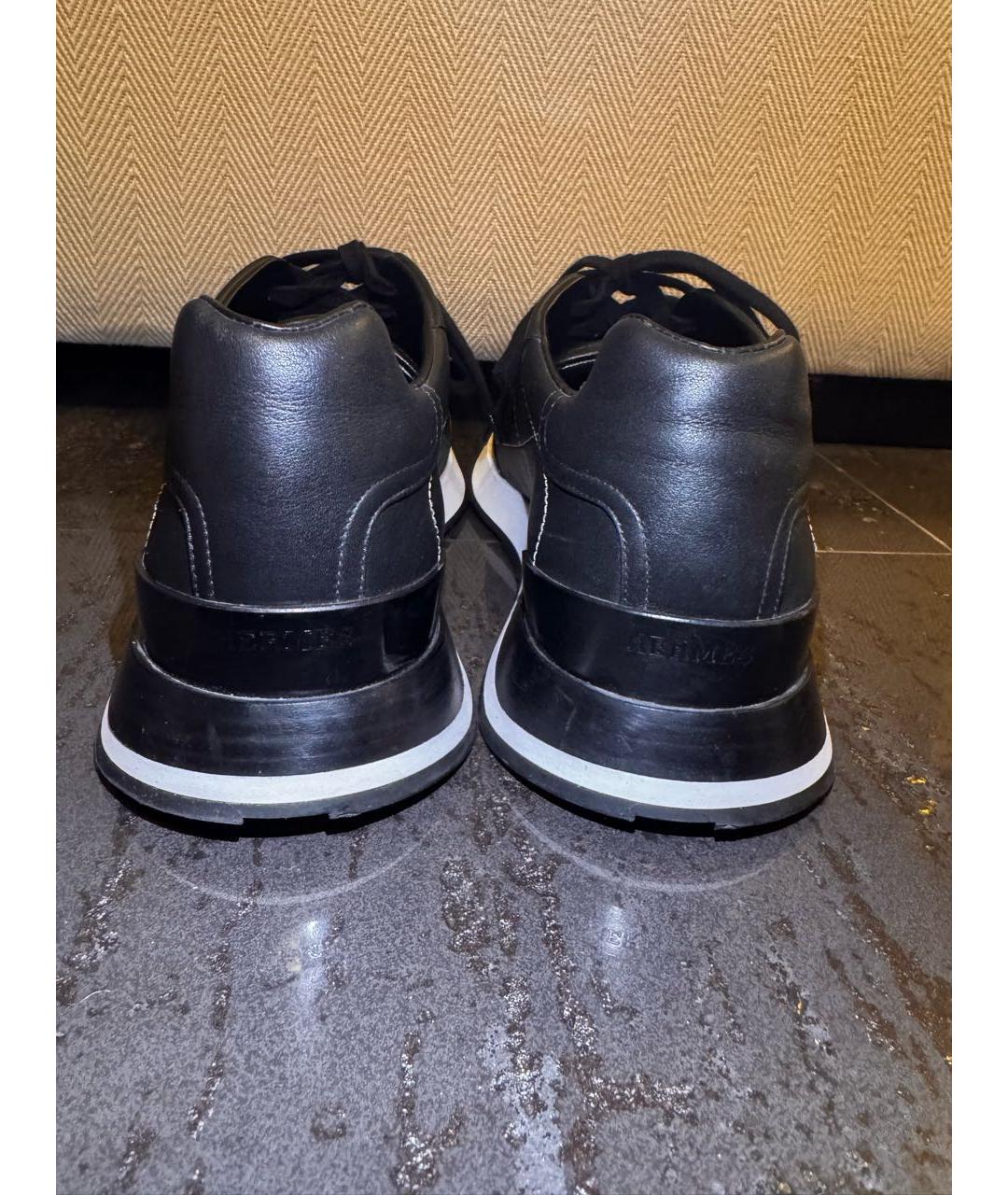 HERMES Черные кожаные низкие кроссовки / кеды, фото 4