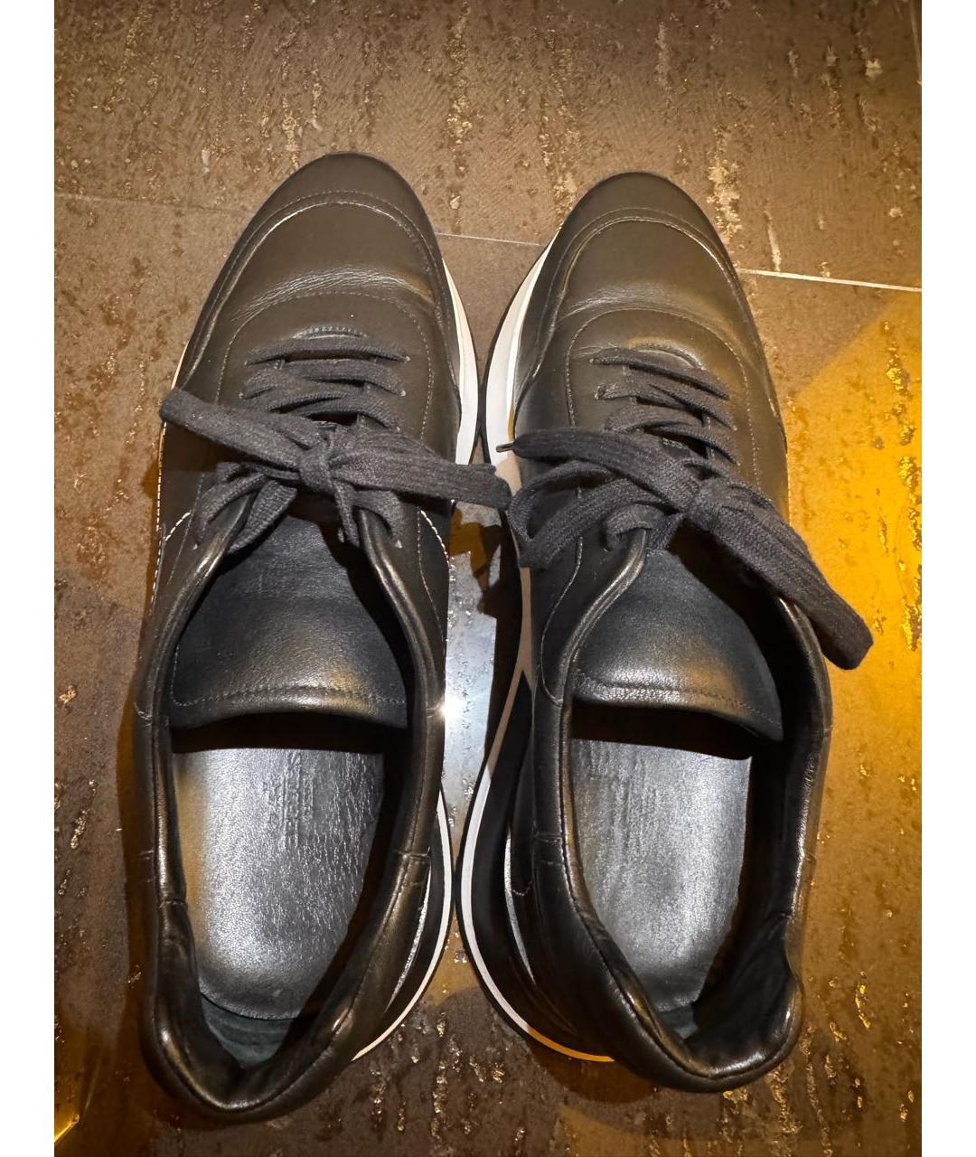 HERMES Черные кожаные низкие кроссовки / кеды, фото 3