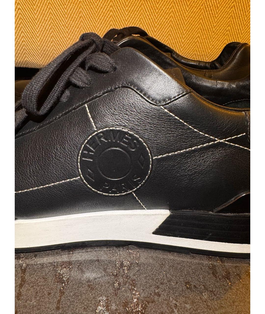 HERMES Черные кожаные низкие кроссовки / кеды, фото 6