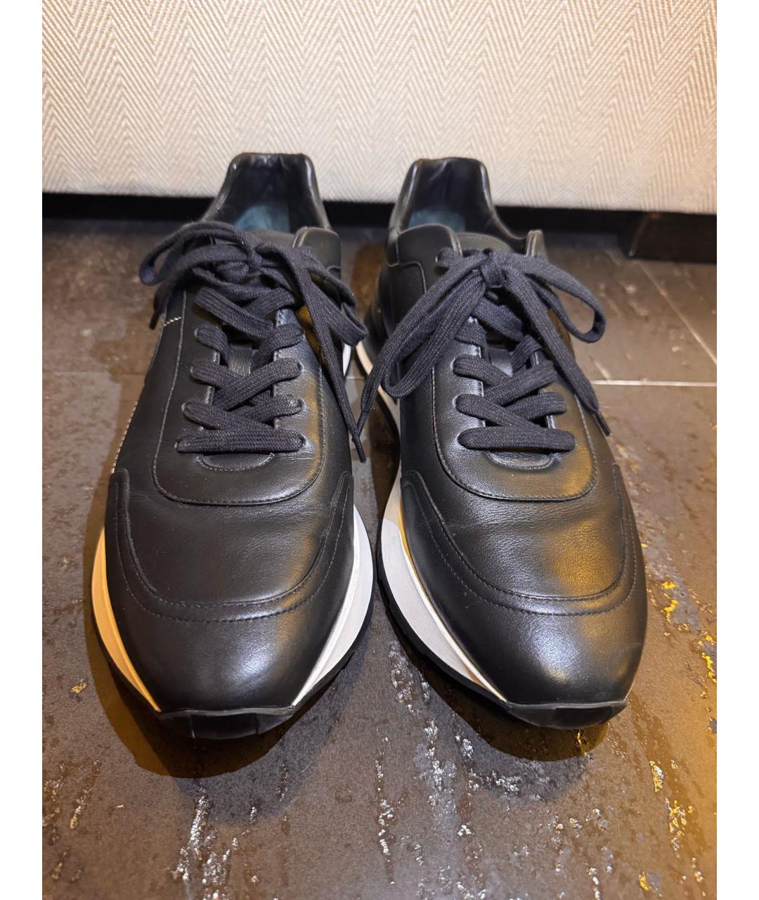 HERMES Черные кожаные низкие кроссовки / кеды, фото 2