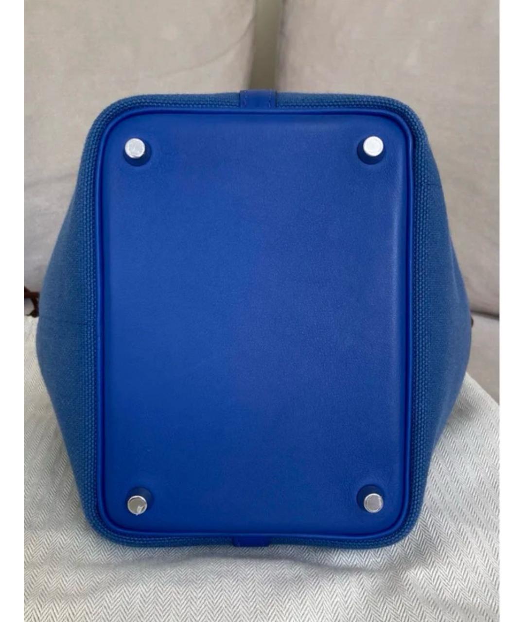 HERMES Синяя кожаная сумка с короткими ручками, фото 4