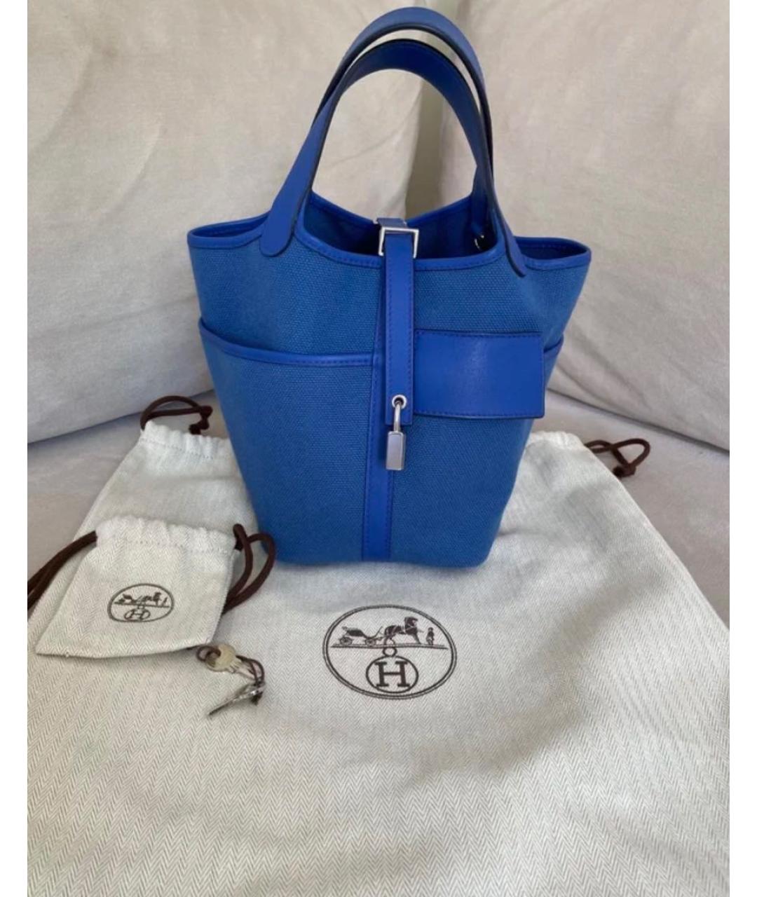 HERMES Синяя кожаная сумка с короткими ручками, фото 2