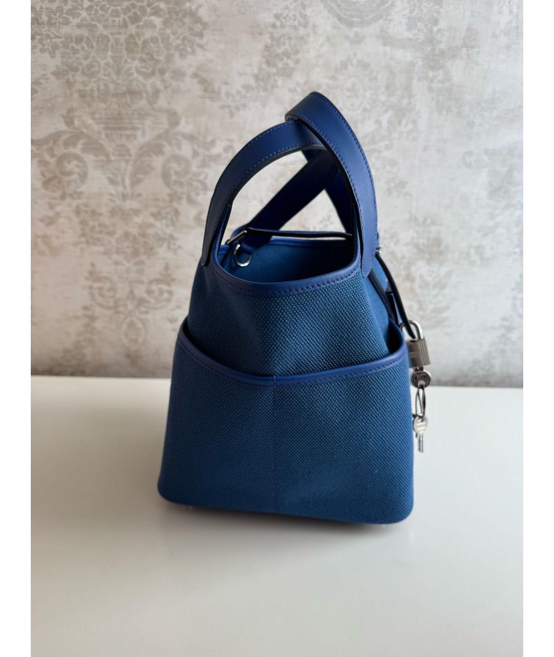 HERMES Синяя кожаная сумка с короткими ручками, фото 7