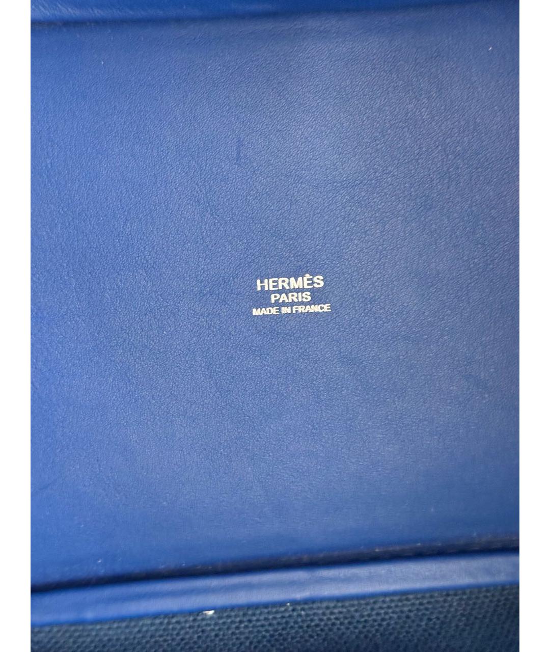 HERMES Синяя кожаная сумка с короткими ручками, фото 8