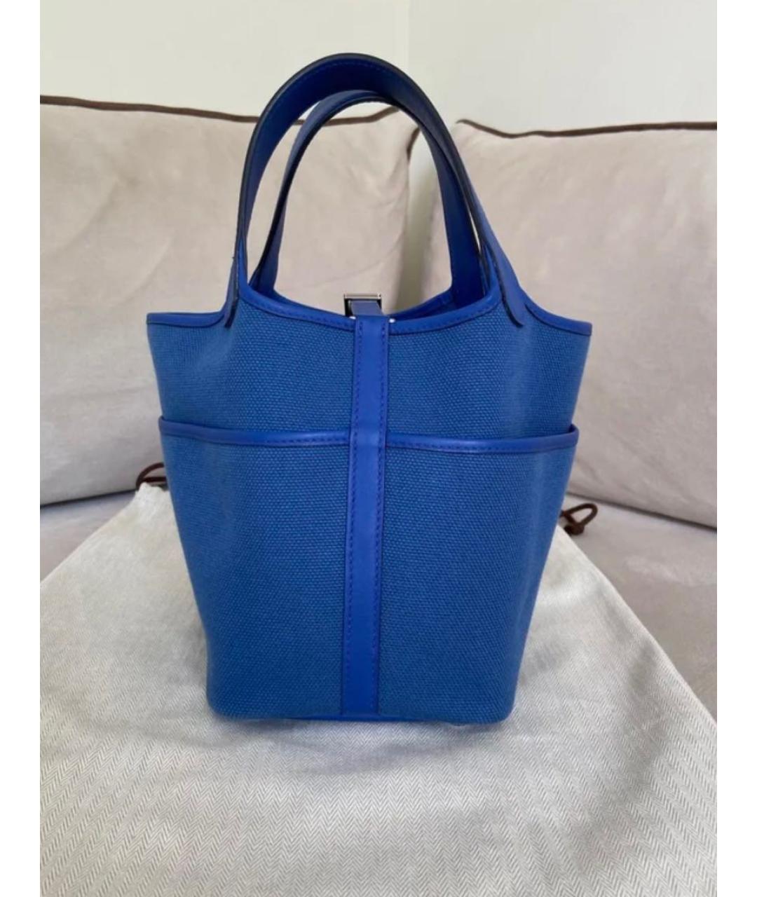 HERMES Синяя кожаная сумка с короткими ручками, фото 3