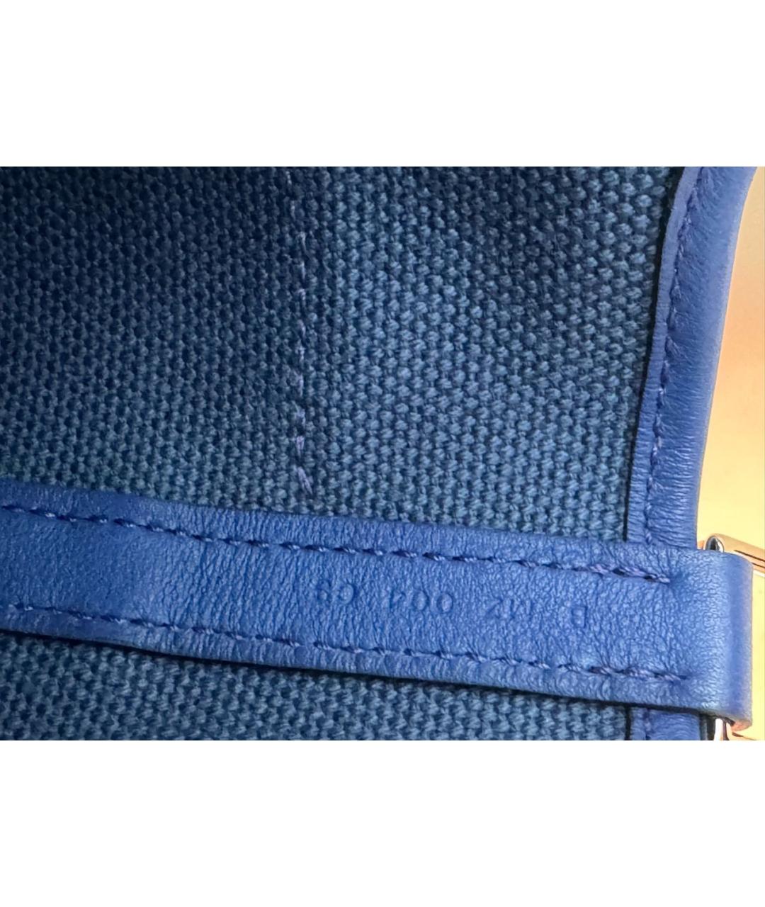 HERMES Синяя кожаная сумка с короткими ручками, фото 6