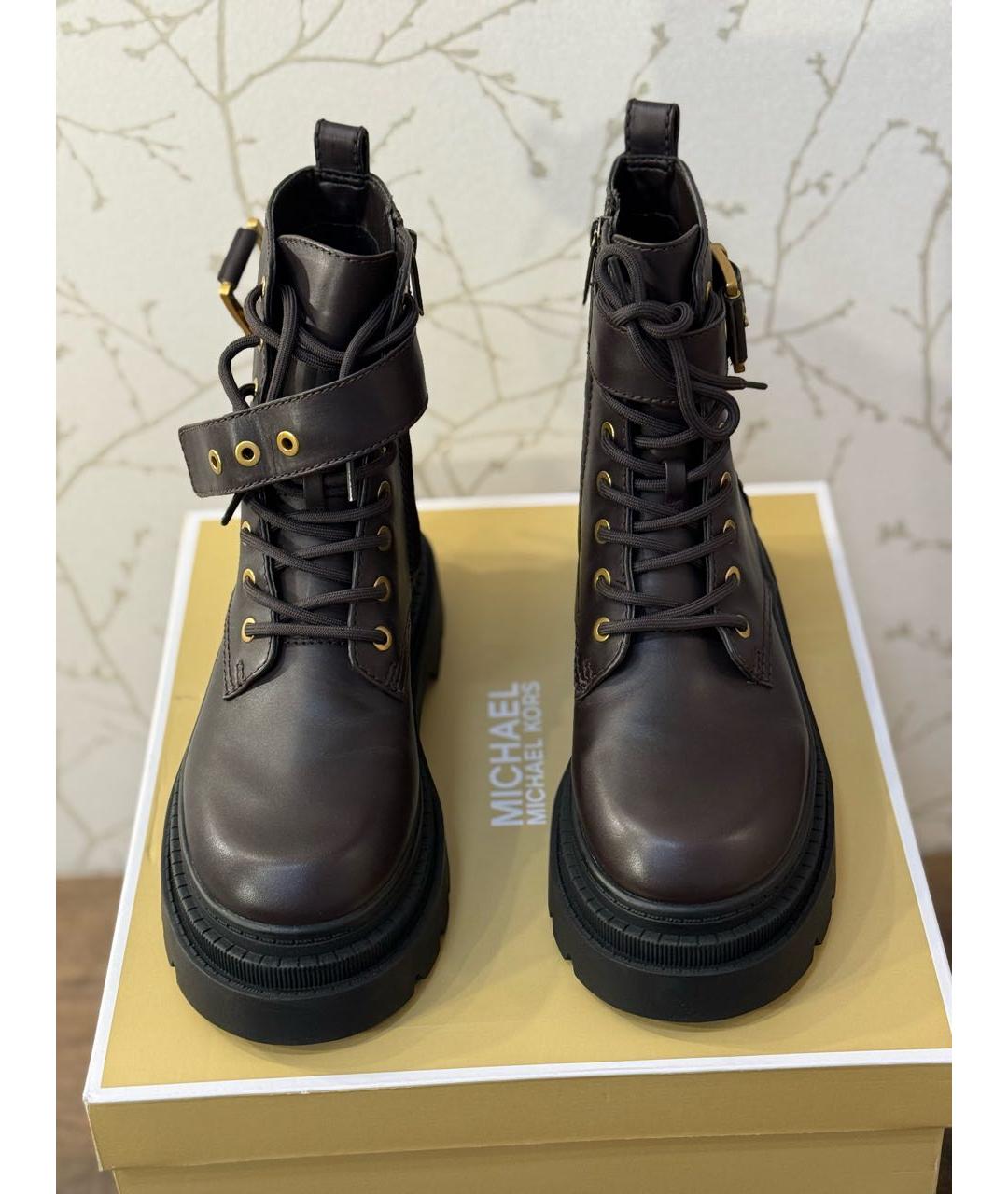 MICHAEL MICHAEL KORS Коричневые кожаные ботинки, фото 2