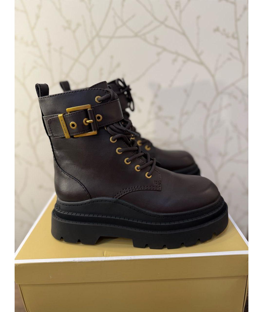 MICHAEL MICHAEL KORS Коричневые кожаные ботинки, фото 7