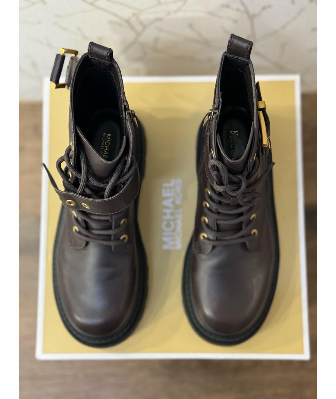 MICHAEL MICHAEL KORS Коричневые кожаные ботинки, фото 3