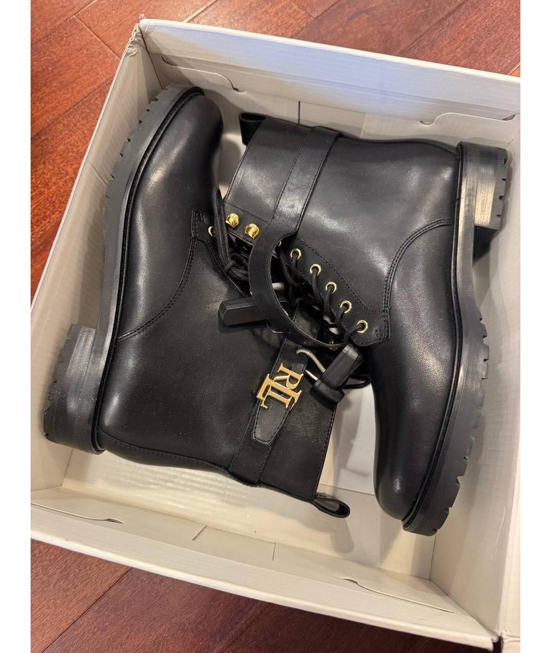 RALPH LAUREN Черные кожаные ботинки, фото 6