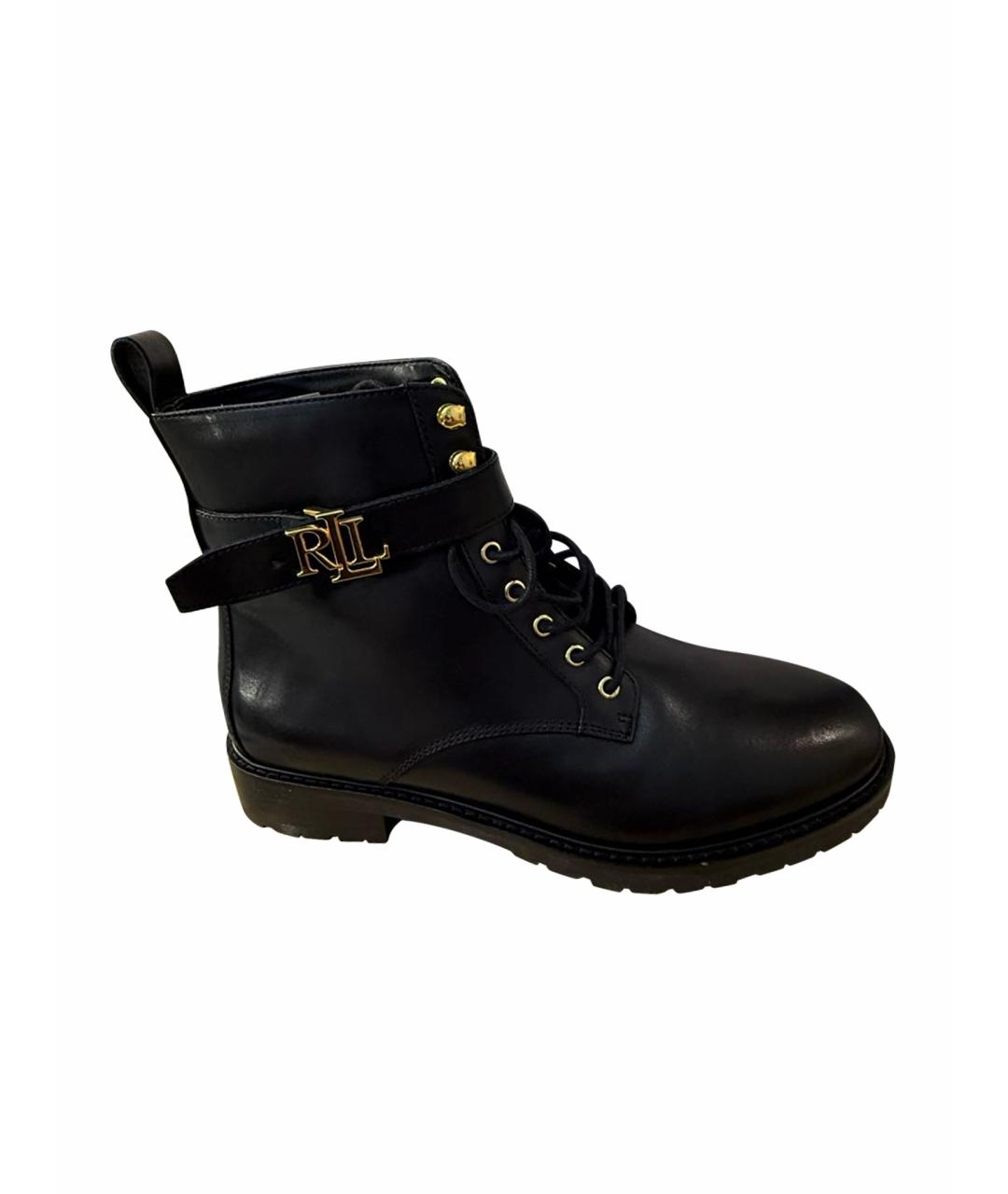 RALPH LAUREN Черные кожаные ботинки, фото 1