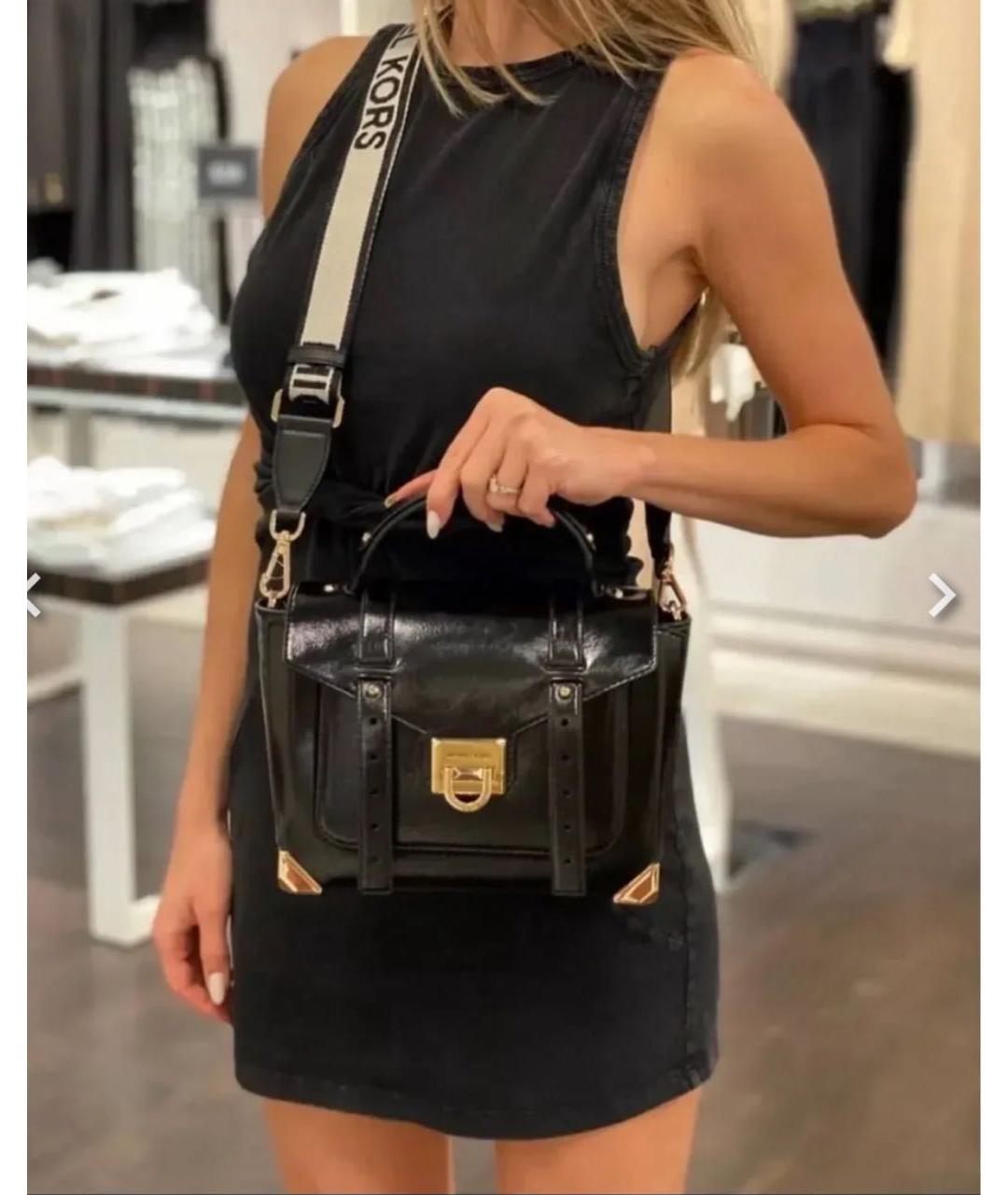 MICHAEL KORS Черная кожаная сумка через плечо, фото 7