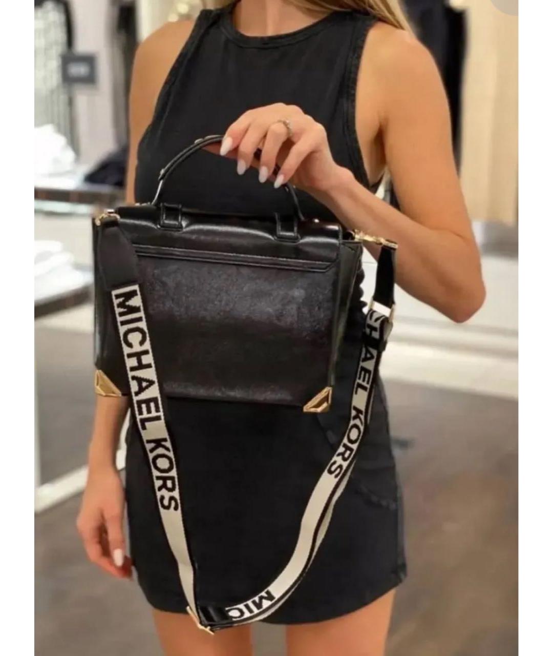 MICHAEL KORS Черная кожаная сумка через плечо, фото 8