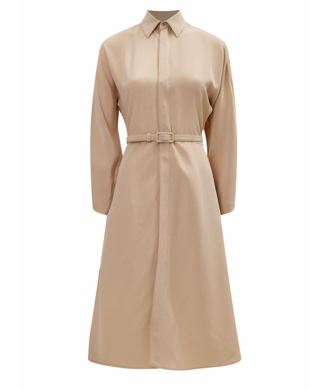 RALPH LAUREN Бежевое шелковое повседневное платье, фото 8