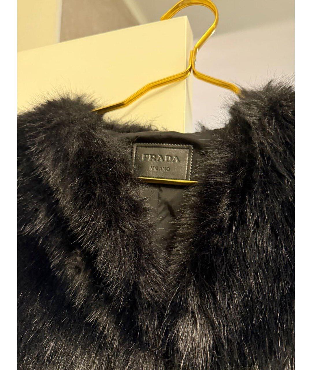 PRADA Черная меховая шуба, фото 3
