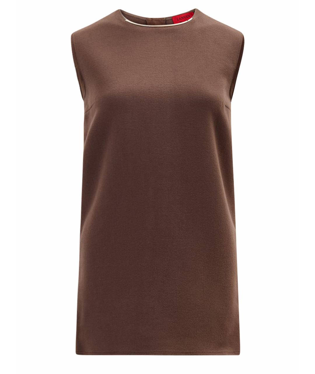LANVIN Коричневое шерстяное повседневное платье, фото 1