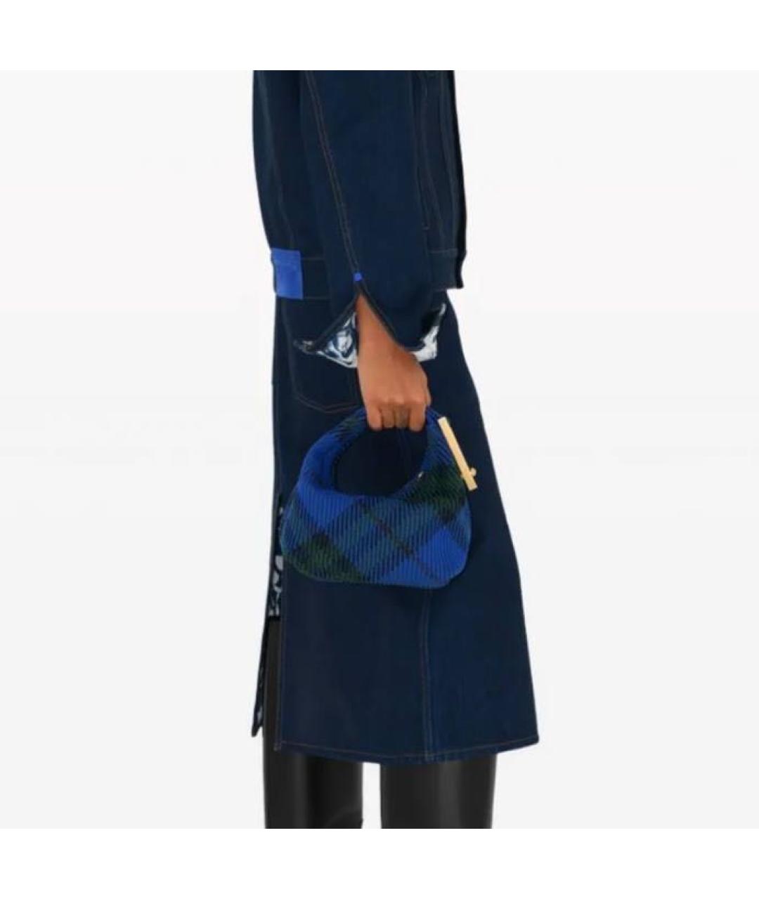 BURBERRY Темно-синяя тканевая сумка с короткими ручками, фото 2