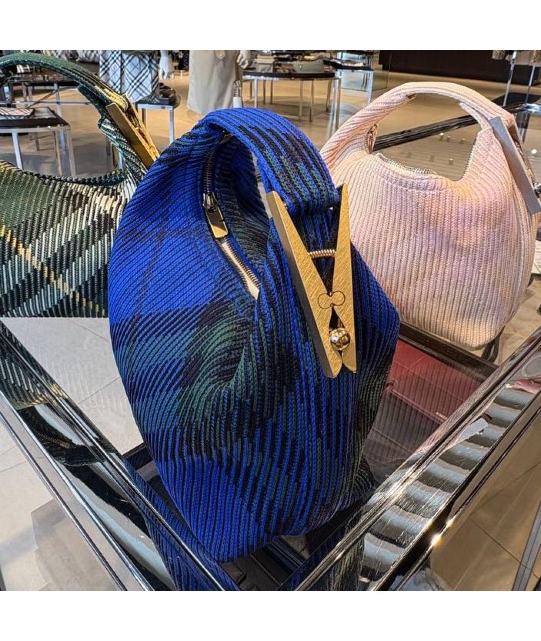 BURBERRY Темно-синяя тканевая сумка с короткими ручками, фото 4