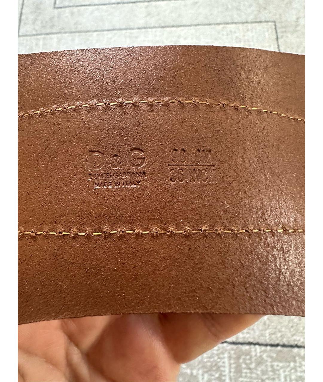 DOLCE&GABBANA Коричневый кожаный ремень, фото 5