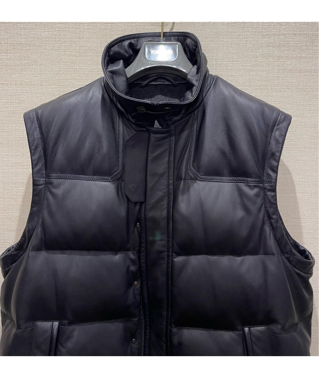 BRIONI Черный кожаный жилет, фото 4