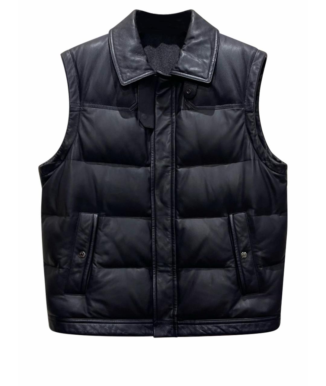 BRIONI Черный кожаный жилет, фото 1