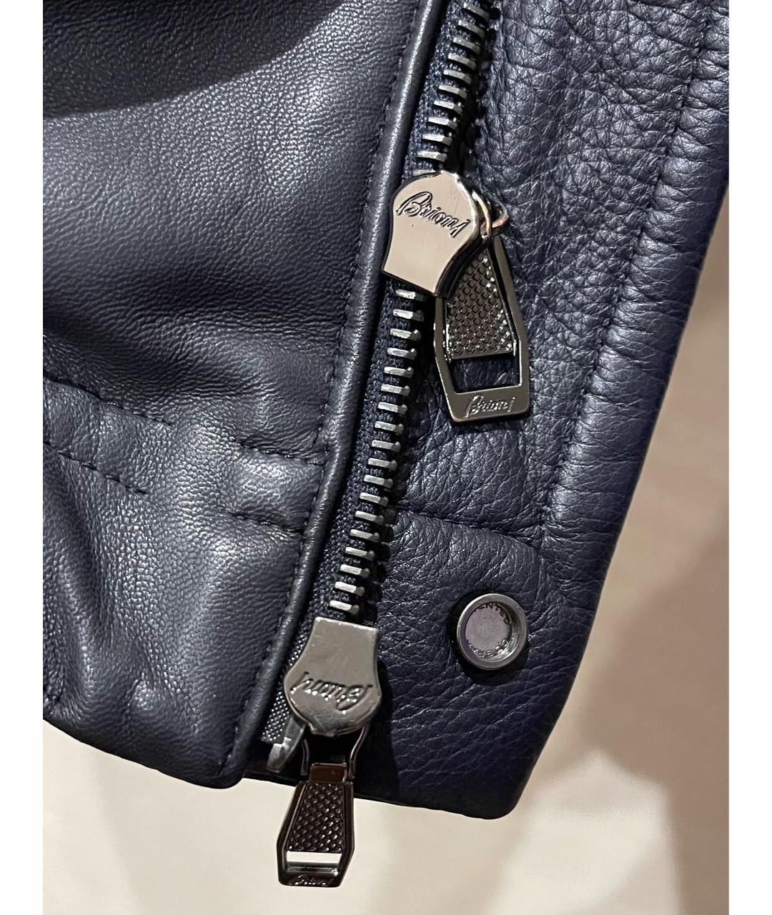 BRIONI Черный кожаный жилет, фото 5