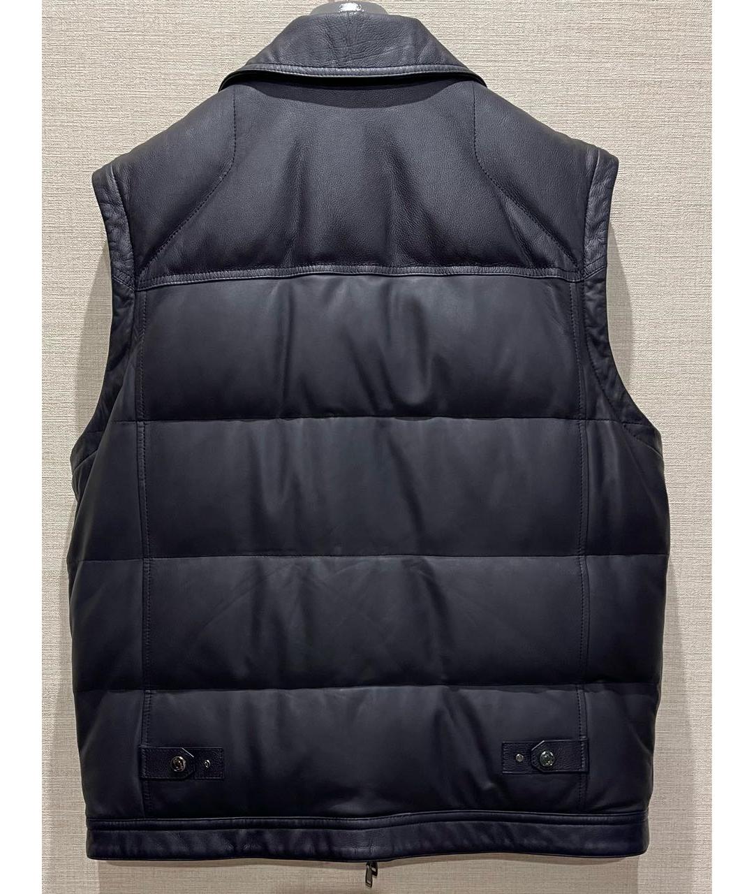 BRIONI Черный кожаный жилет, фото 3