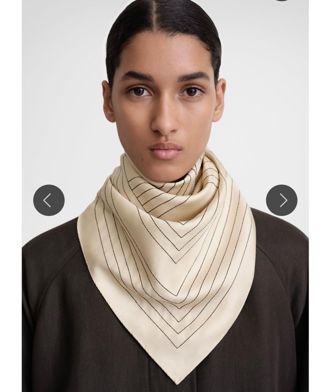 TOTEME Бежевый шелковый платок, фото 7