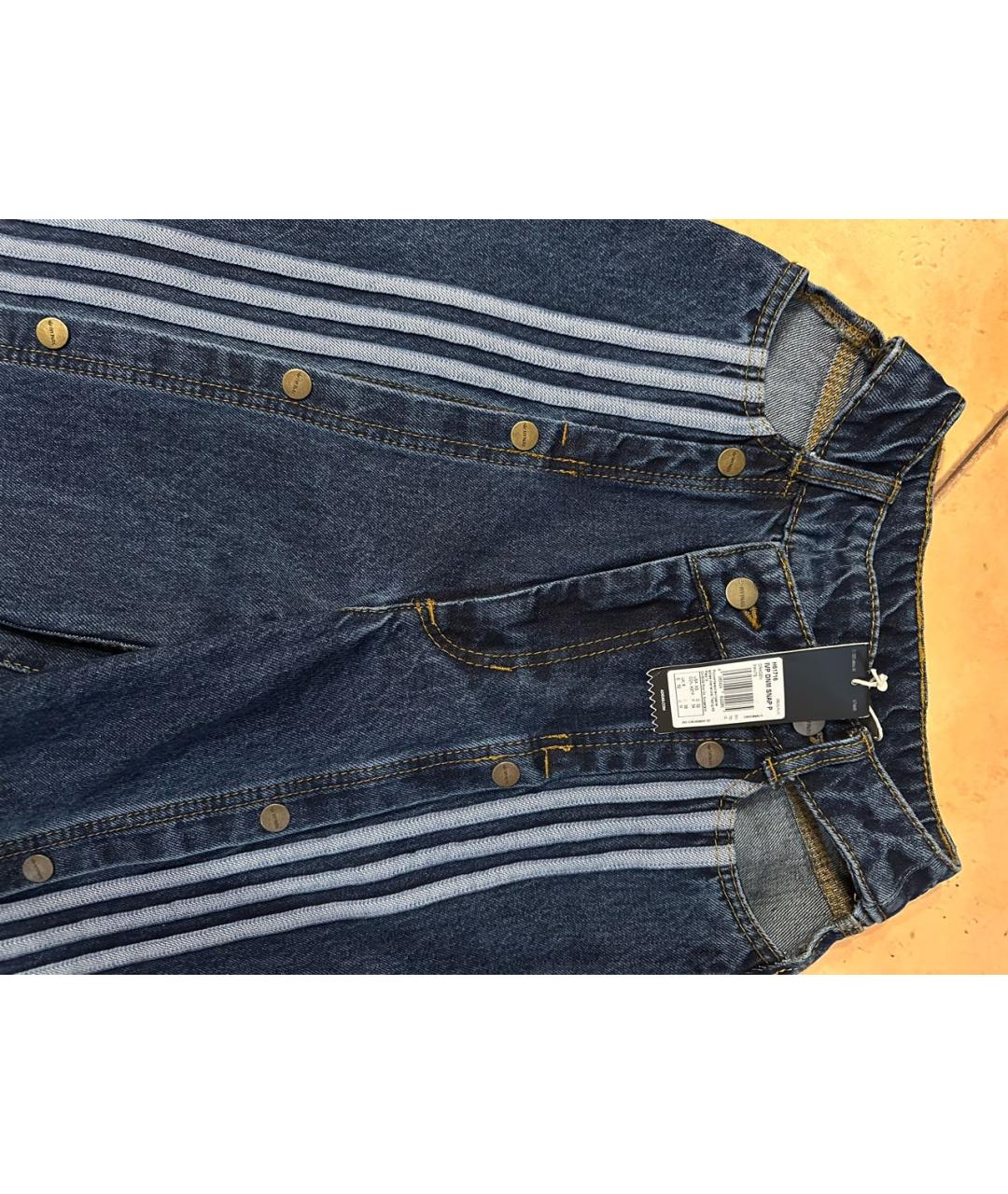 ADIDAS Темно-синие хлопковые прямые джинсы, фото 4