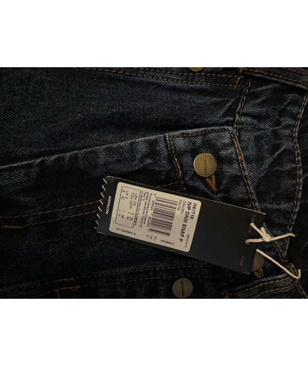 ADIDAS Темно-синие хлопковые прямые джинсы, фото 3