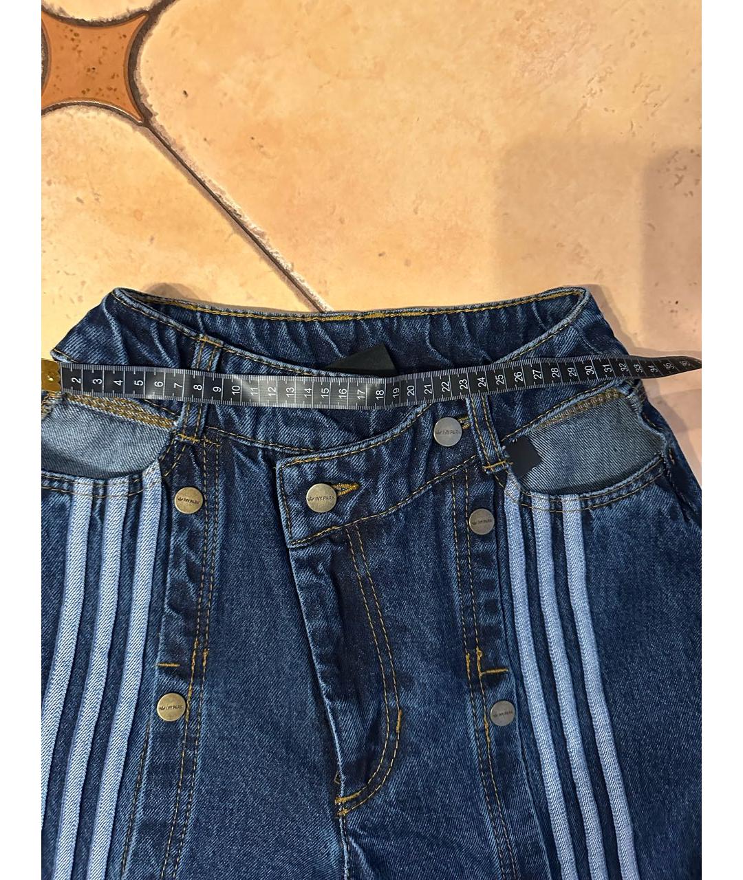 ADIDAS Темно-синие хлопковые прямые джинсы, фото 7