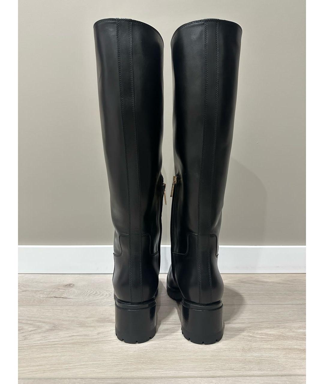 SANTONI Черные кожаные сапоги, фото 4