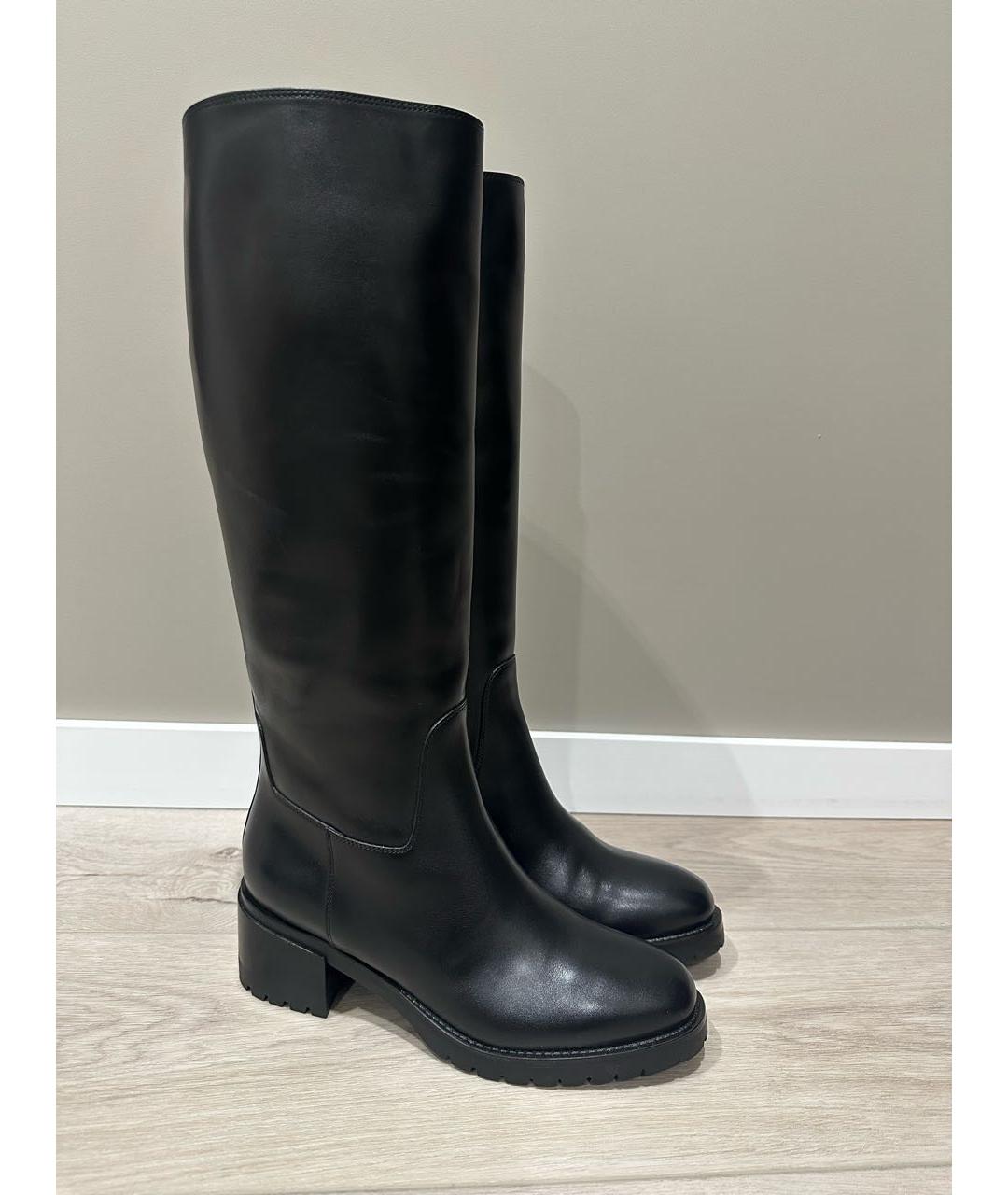 SANTONI Черные кожаные сапоги, фото 8