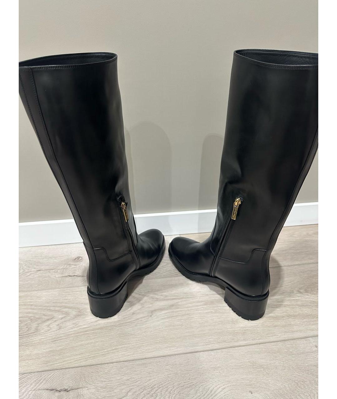 SANTONI Черные кожаные сапоги, фото 5