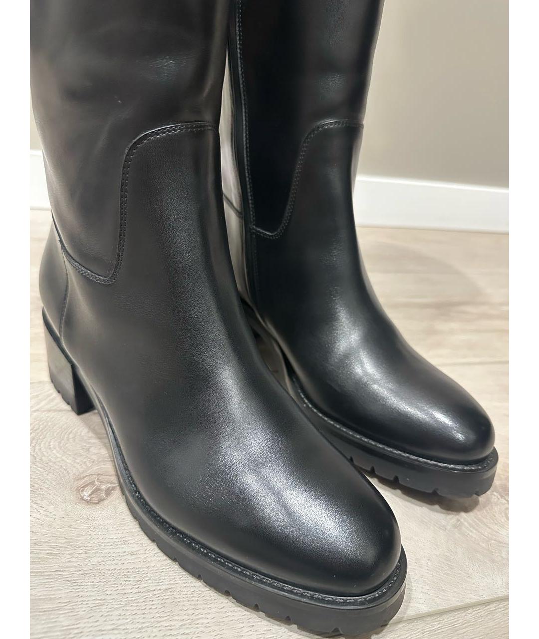 SANTONI Черные кожаные сапоги, фото 3