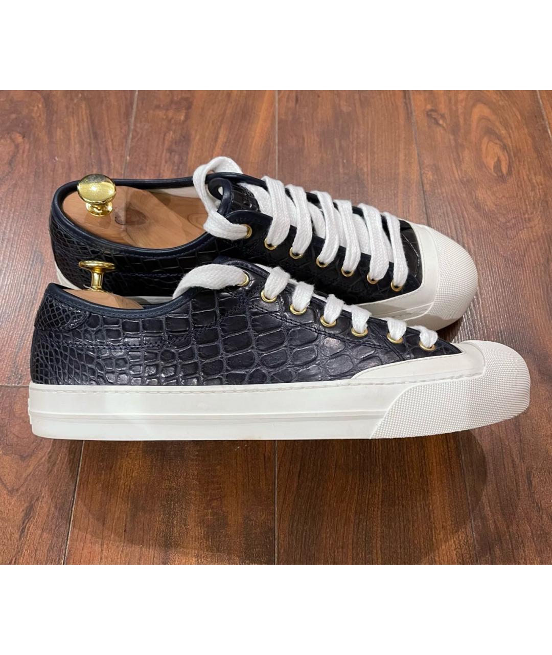 GUCCI Темно-синие низкие кроссовки / кеды из экзотической кожи, фото 9