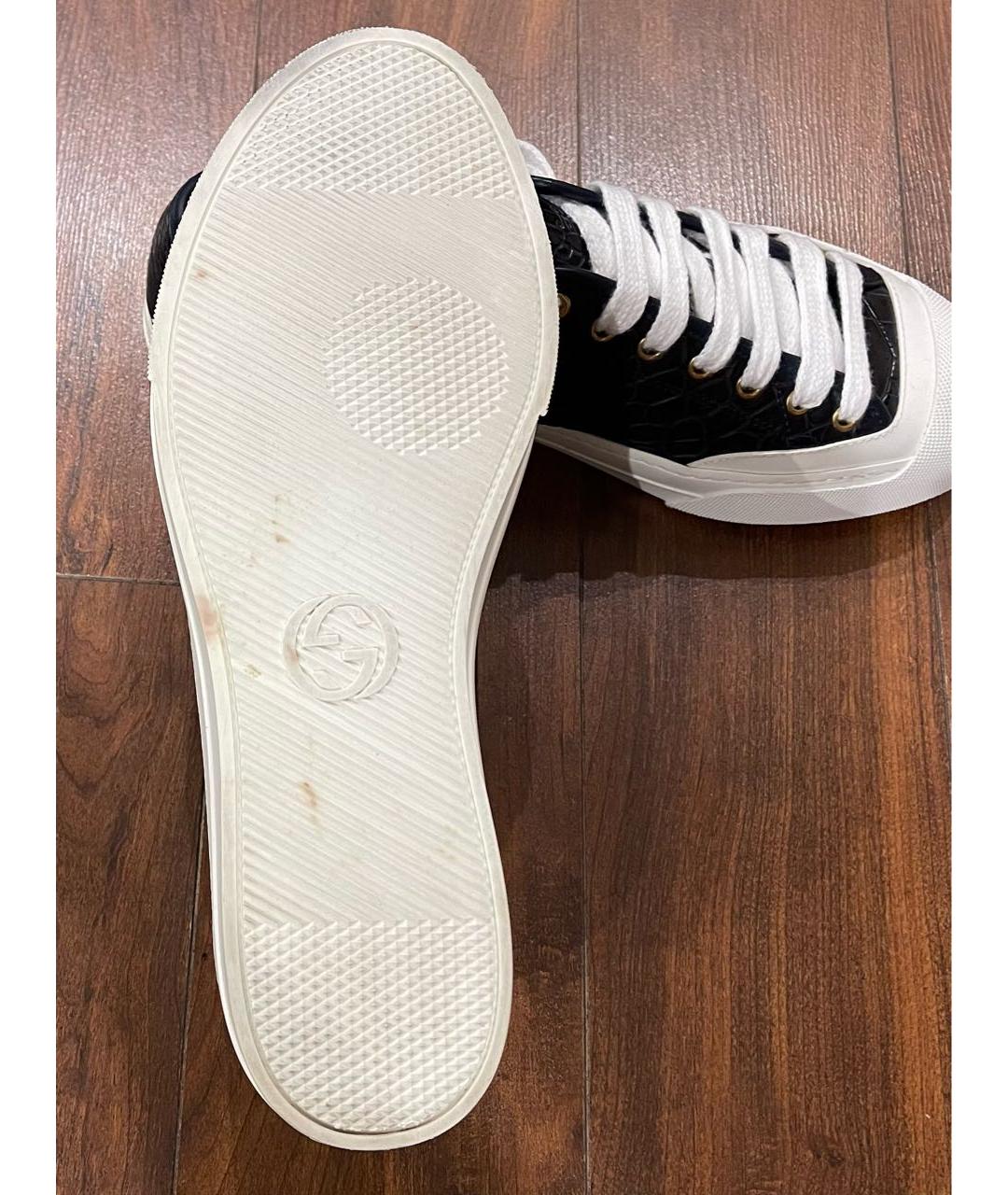 GUCCI Темно-синие низкие кроссовки / кеды из экзотической кожи, фото 7