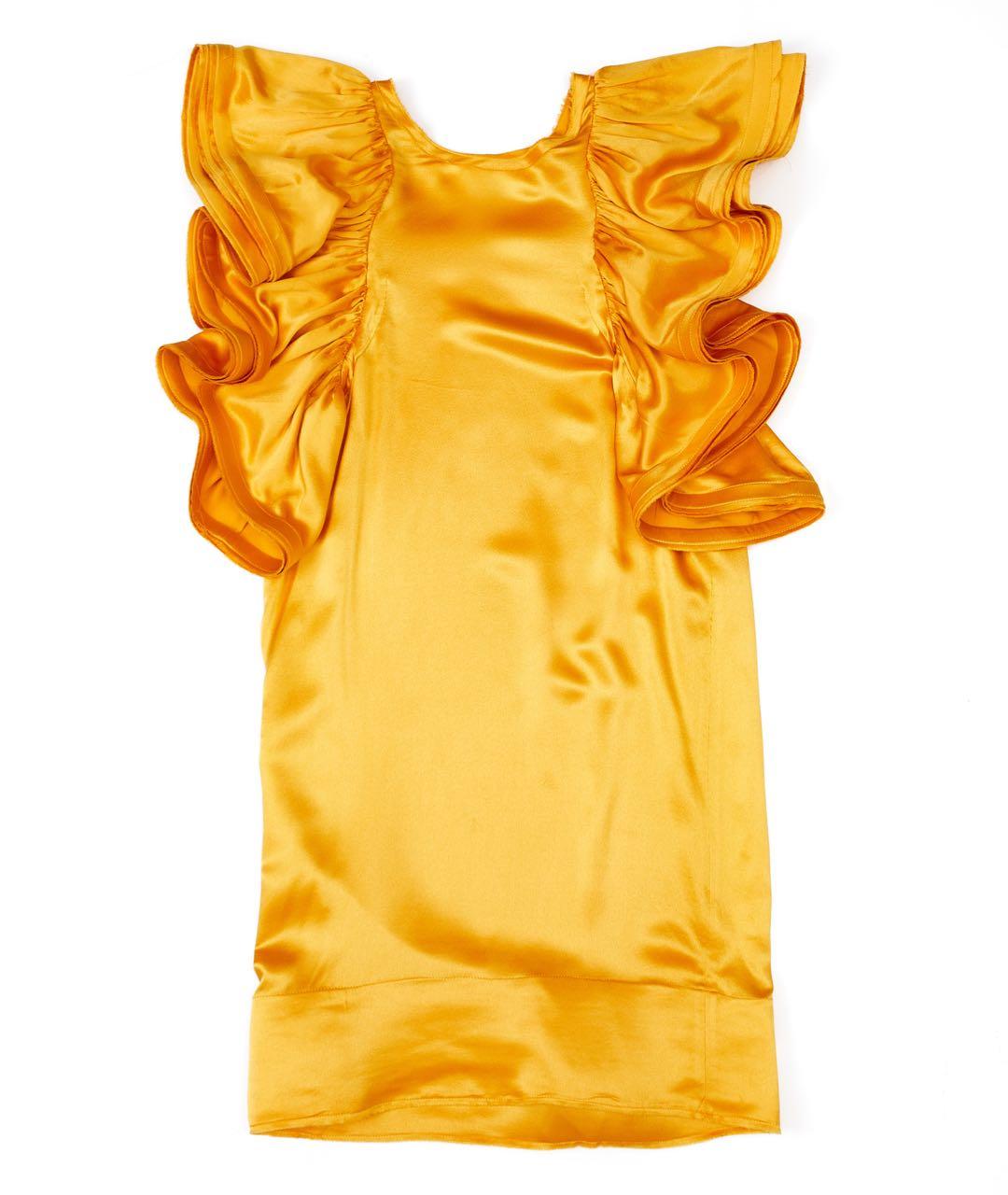 LANVIN Желтое шелковое повседневное платье, фото 3