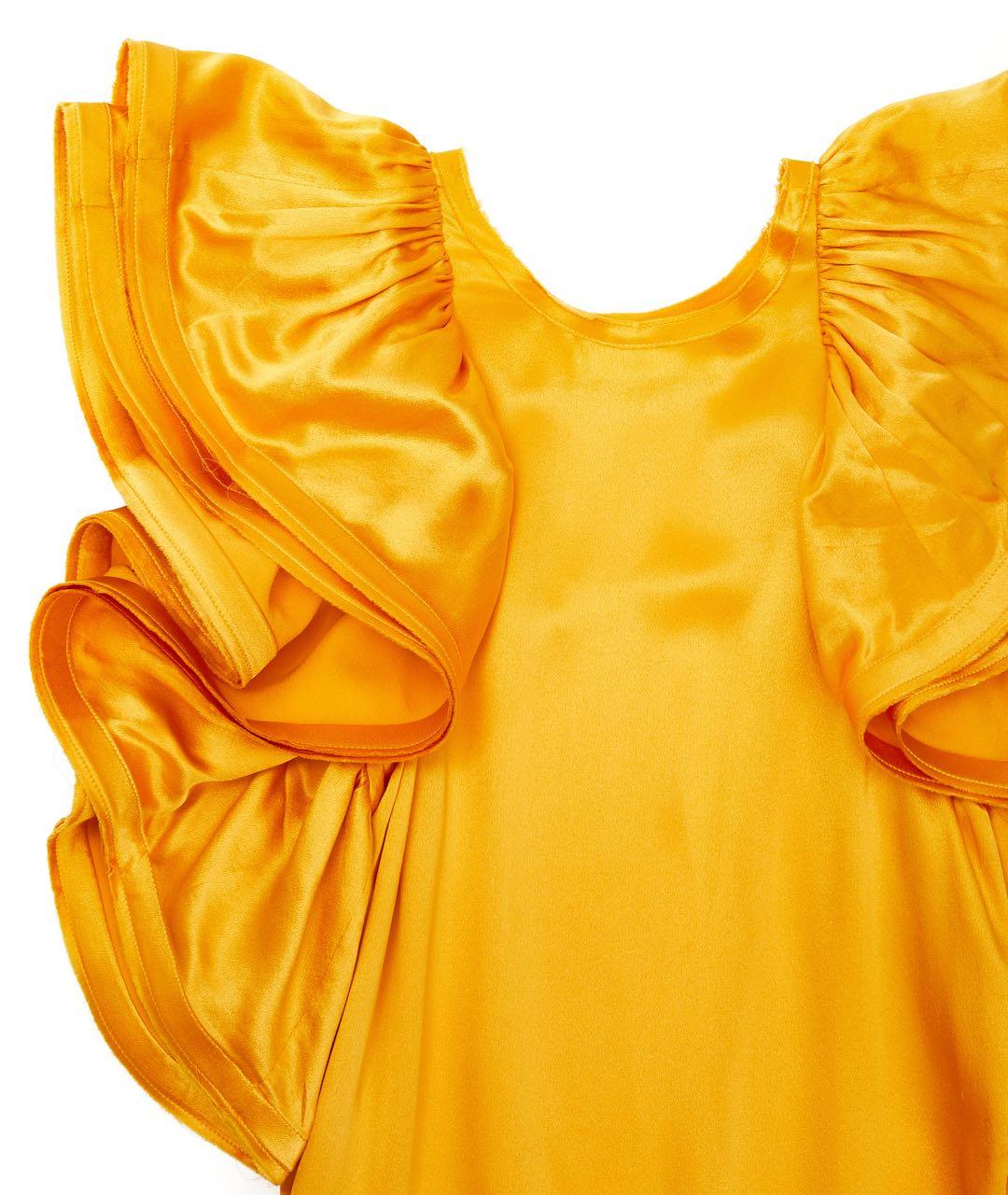 LANVIN Желтое шелковое повседневное платье, фото 4