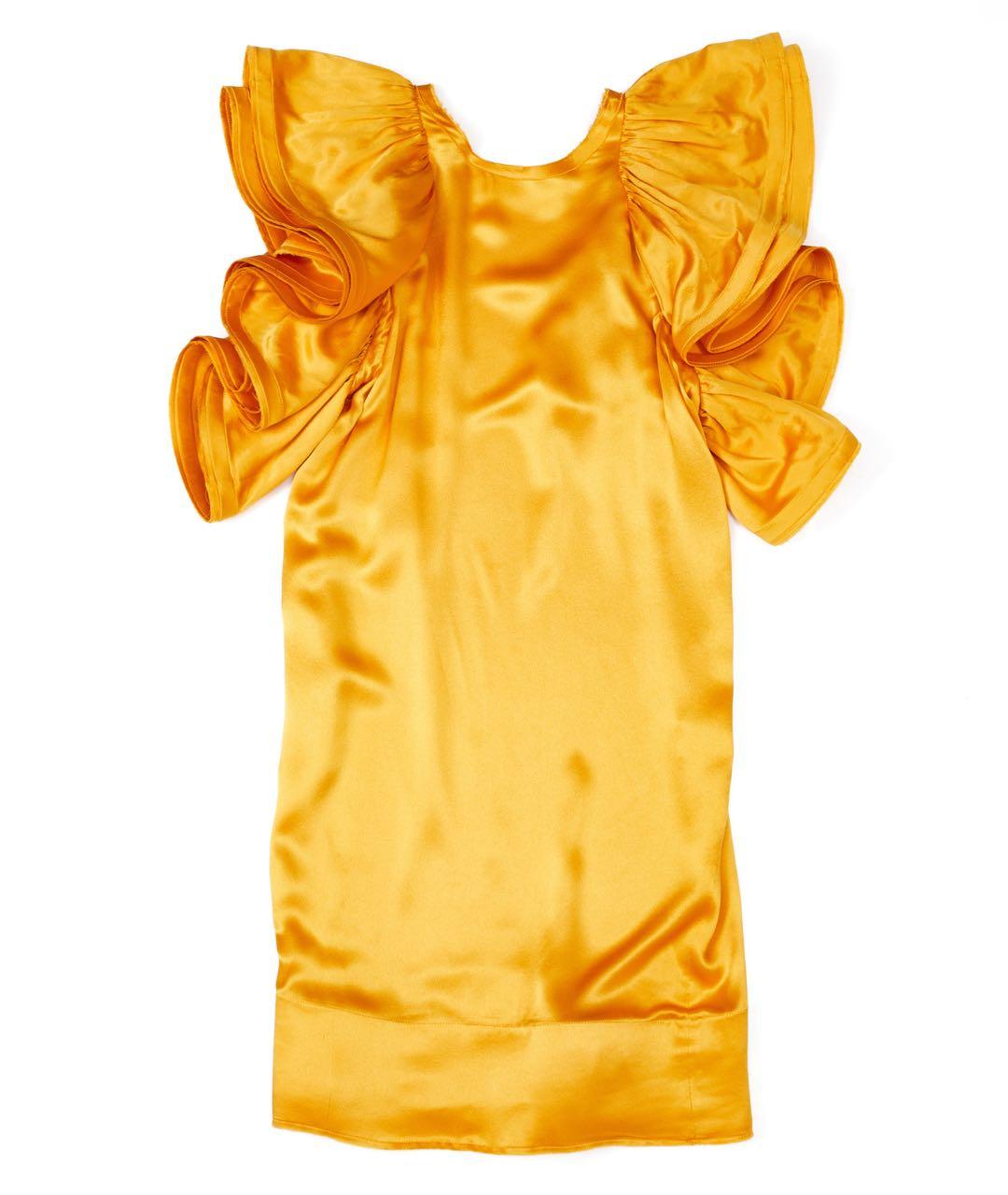 LANVIN Желтое шелковое повседневное платье, фото 1