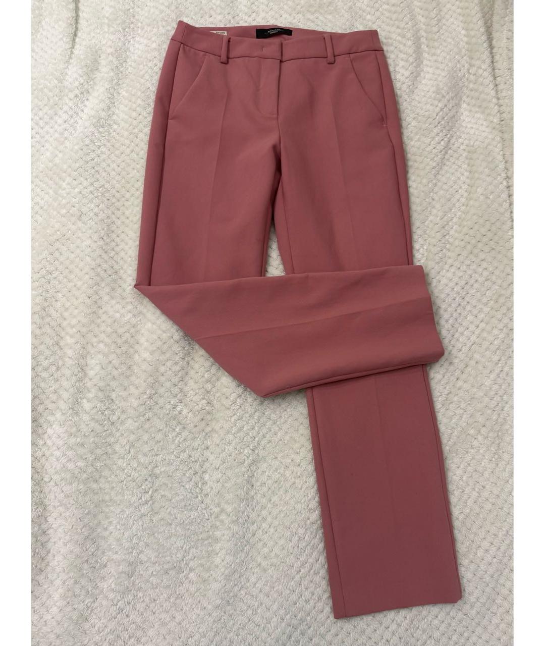 WEEKEND MAX MARA Розовые полиэстеровые прямые брюки, фото 3