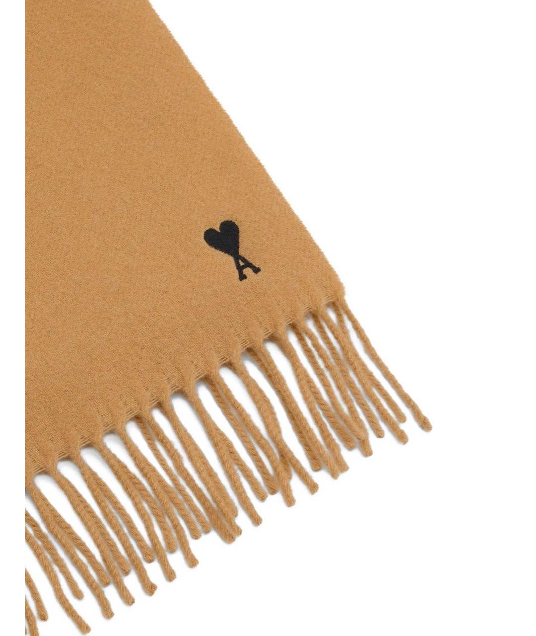Ami Paris Коричневый шерстяной шарф, фото 3