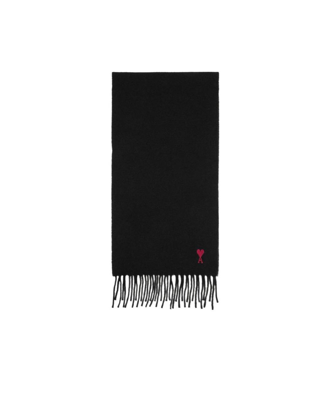 Ami Paris Черный шерстяной шарф, фото 1