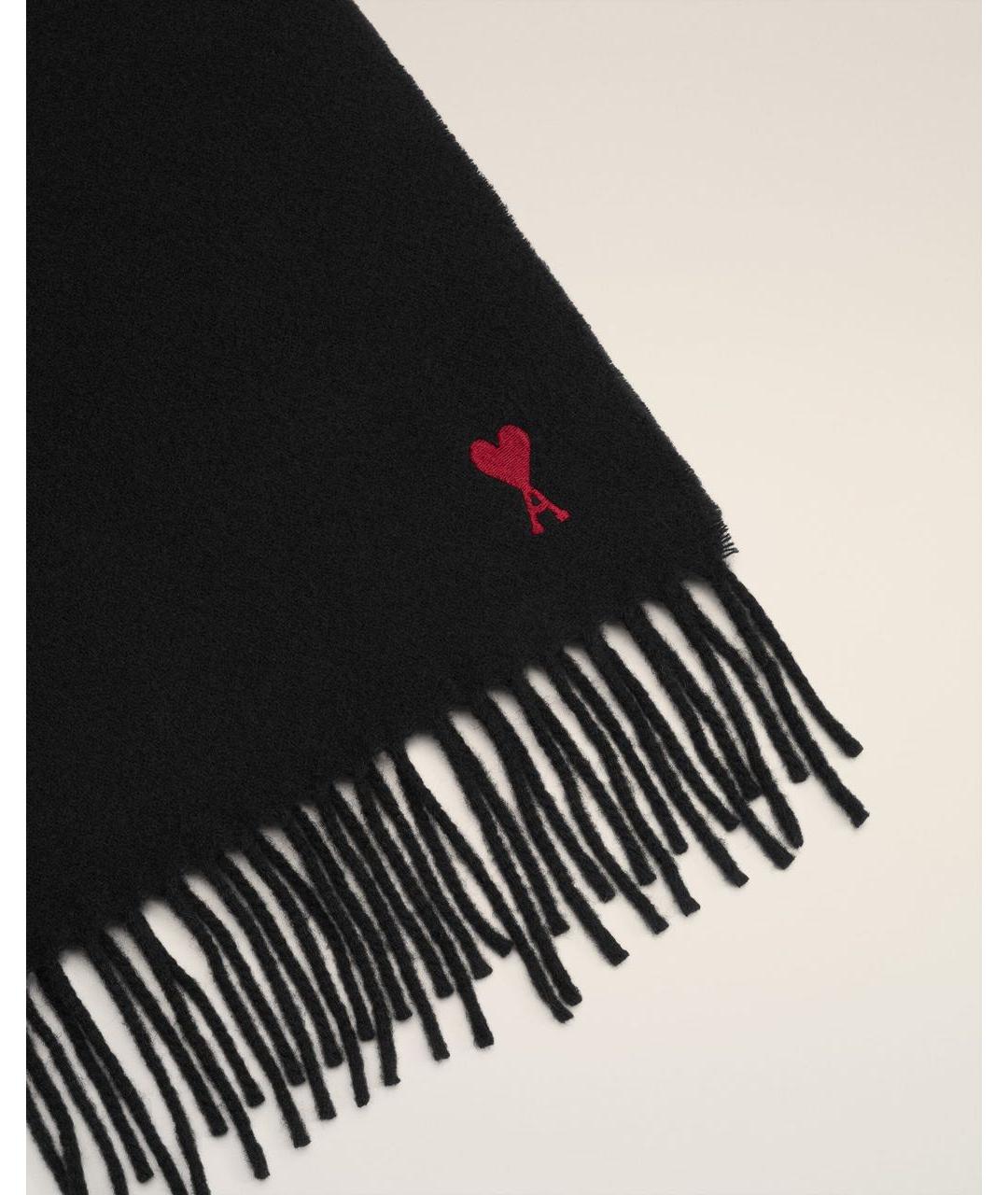 Ami Paris Черный шерстяной шарф, фото 3