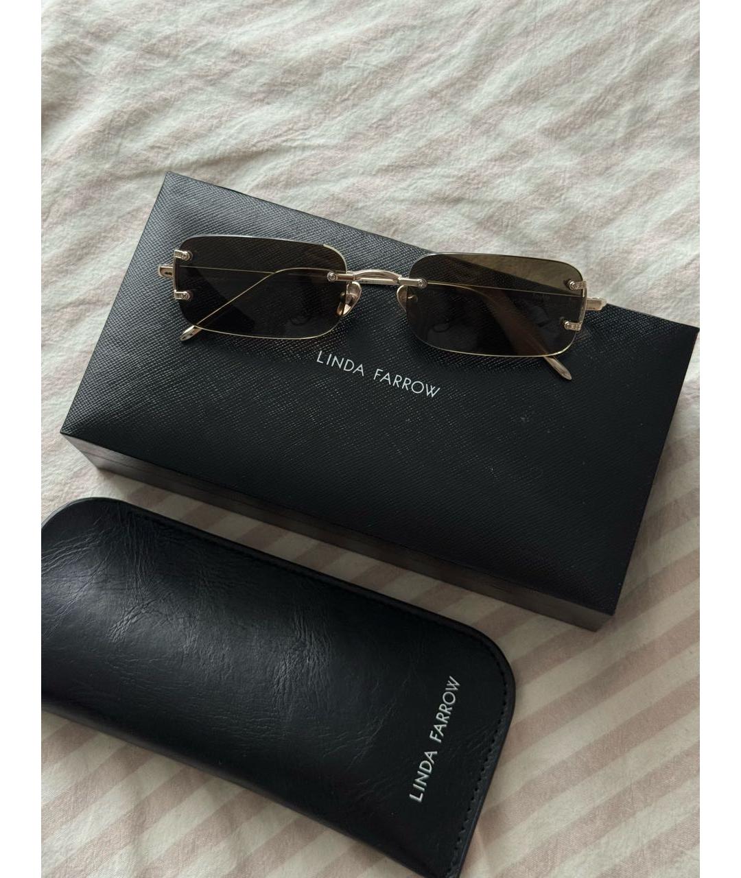 LINDA FARROW Коричневые металлические солнцезащитные очки, фото 4
