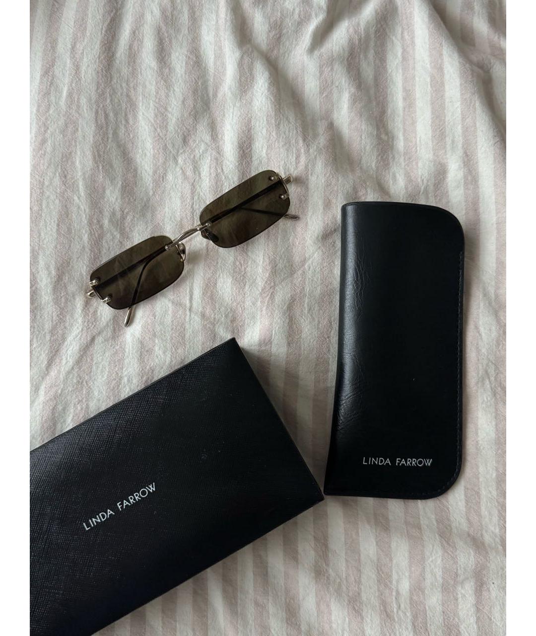 LINDA FARROW Коричневые металлические солнцезащитные очки, фото 6