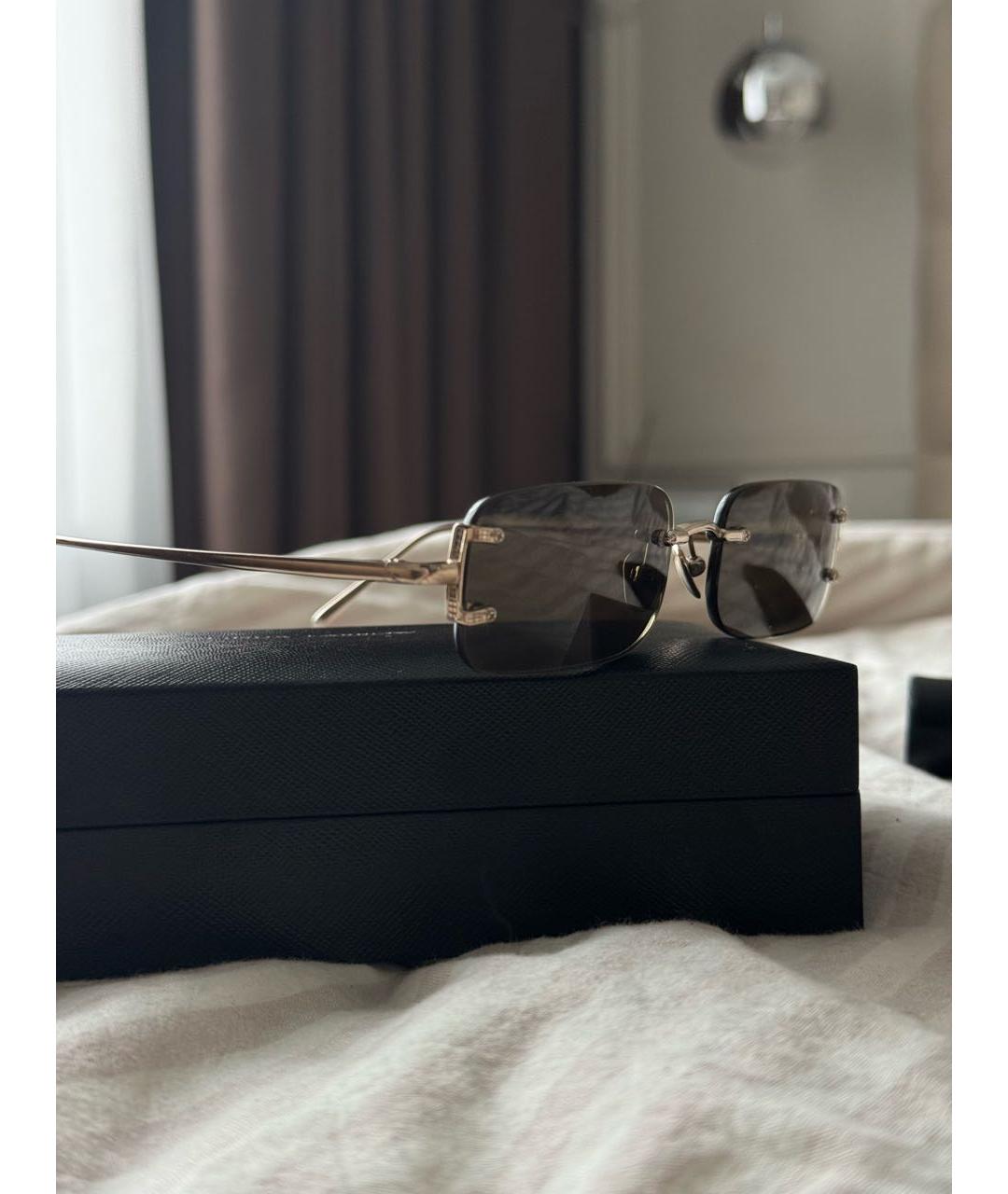 LINDA FARROW Коричневые металлические солнцезащитные очки, фото 3