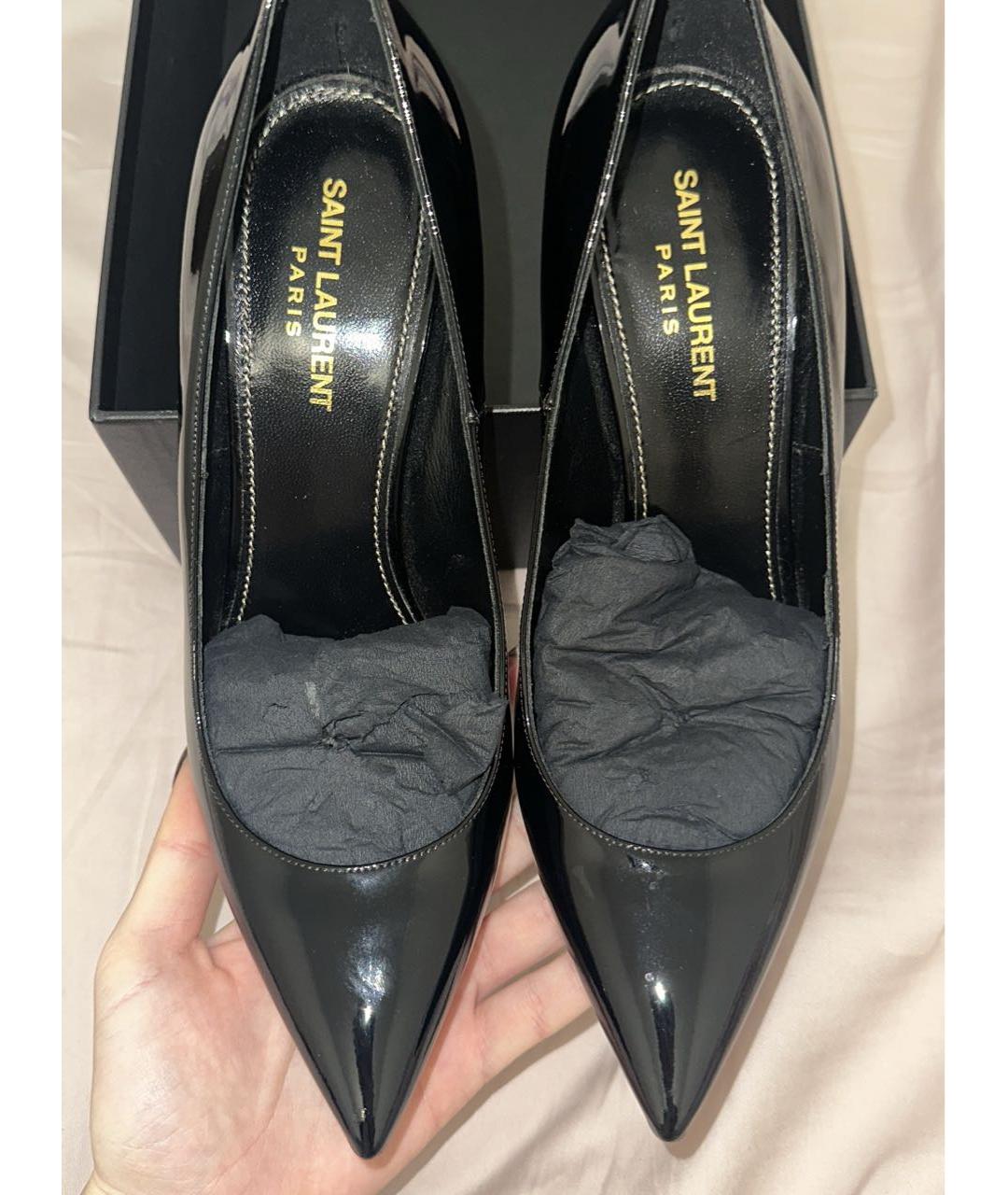 SAINT LAURENT Черные туфли из лакированной кожи, фото 2