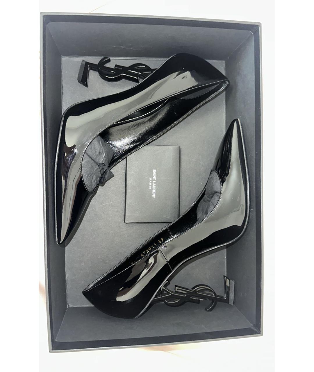 SAINT LAURENT Черные туфли из лакированной кожи, фото 3